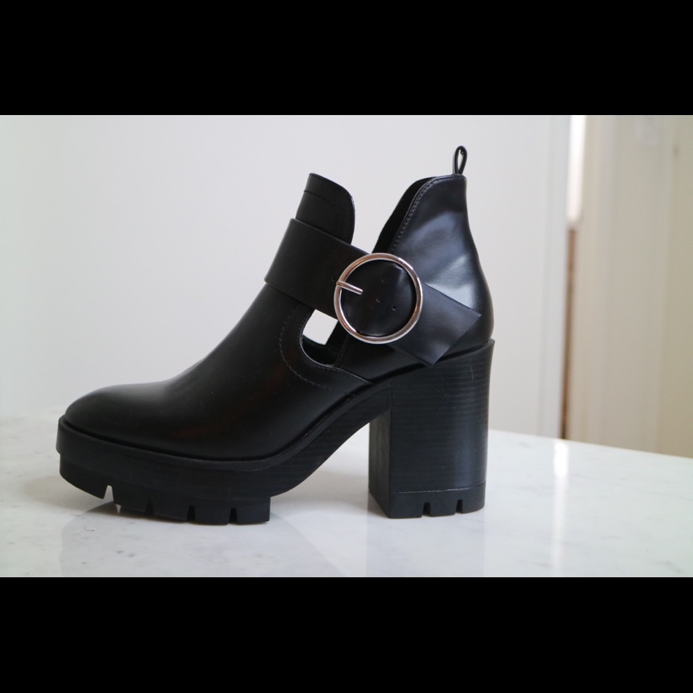 Black Platform Buckle Heels by Zara